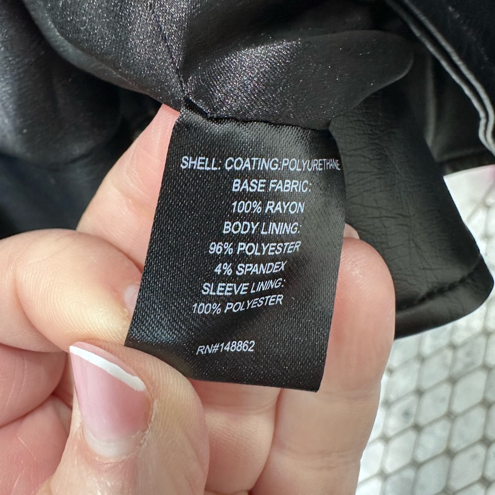 Black PLeather Biker Jacket - Picture 8 of 10